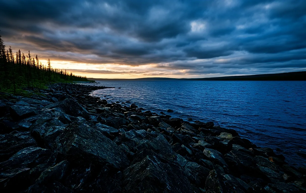 Boreal shoreline impact background